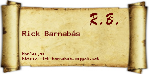 Rick Barnabás névjegykártya